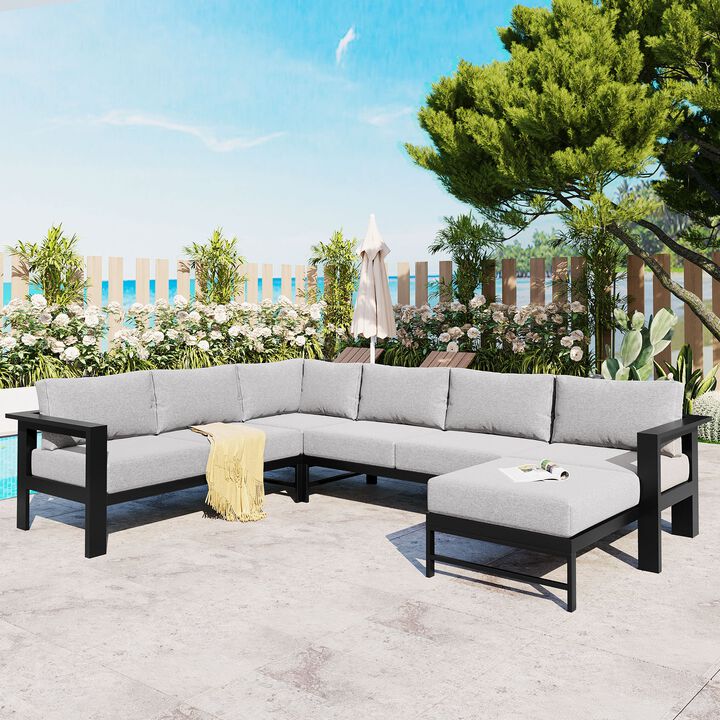 Mondawe 7-Piece U-Shaped Modular Sofa Set,Multi-Person Sectional Sofa Furniture For Patio & Garden