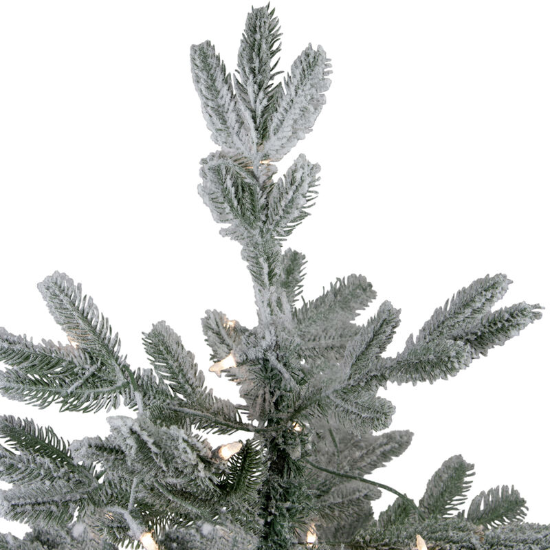 4.5' Pre-Lit Flocked Whistler Noble Fir Artificial Christmas Tree  Clear Lights