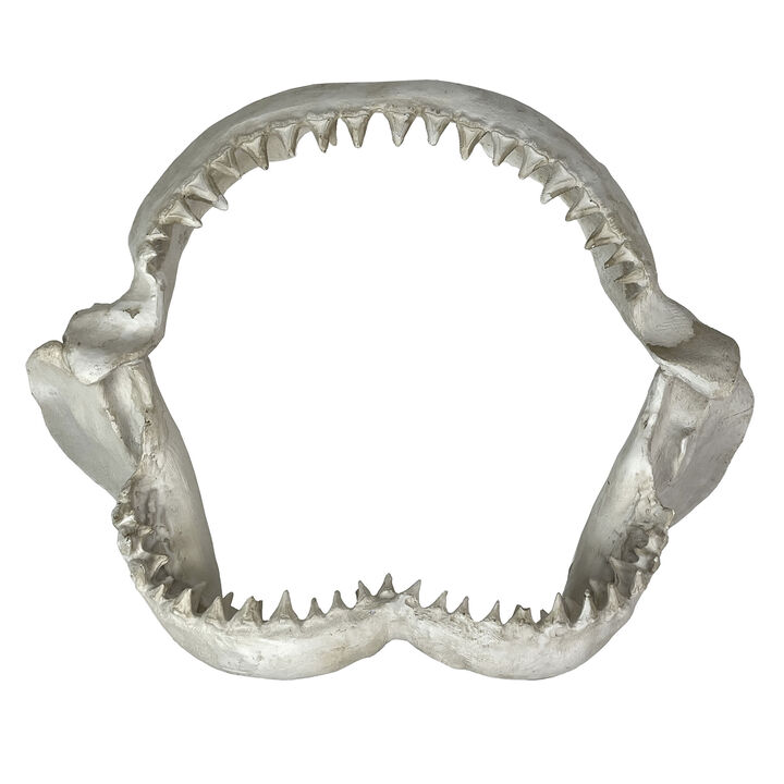 Replica Shark Jaw Wall Sculpture Resin Coastal Nautical Decor 16" Off-White Art