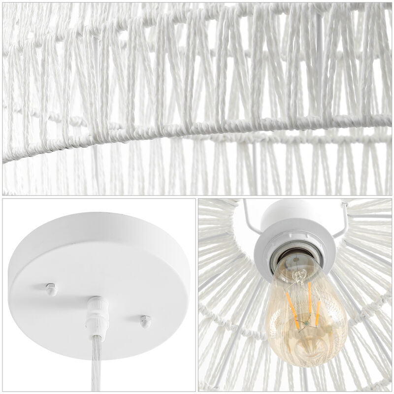 Campana Bohemian Modern Woven Rattaniron LED Pendant