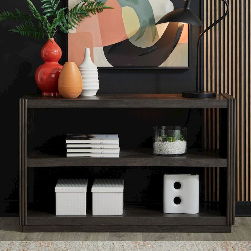 Liberty Furniture Modern Edge Sofa Table for Living Room Storage Display - Caffe Brown image number 1