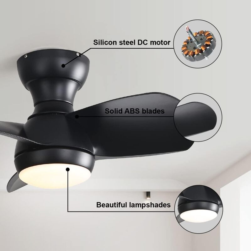 ELEMENT ACE 52 Inch Indoor Ceiling Fan With Dimmable LED Light 3 Solid Wood Blades Remote Control Reversible DC Motor image number 3