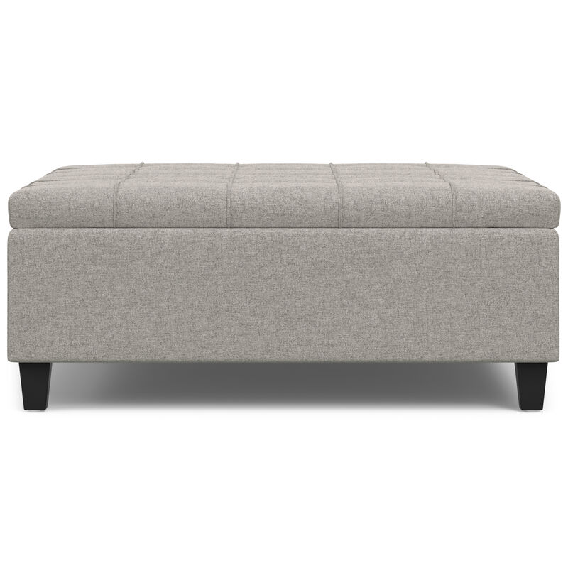 Harrison 40 inch Wide Transitional Square Large Coffee Table Storage Ottoman in Cloud Grey , Assembled image number 4