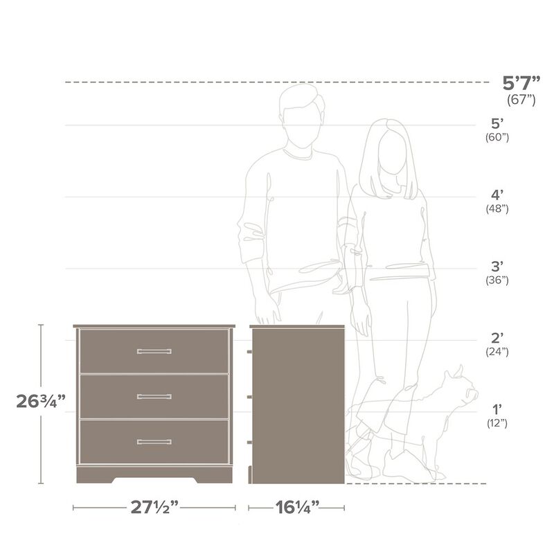 Prepac Nightstand Bedside Table, Washed White Nightstand for Bedroom