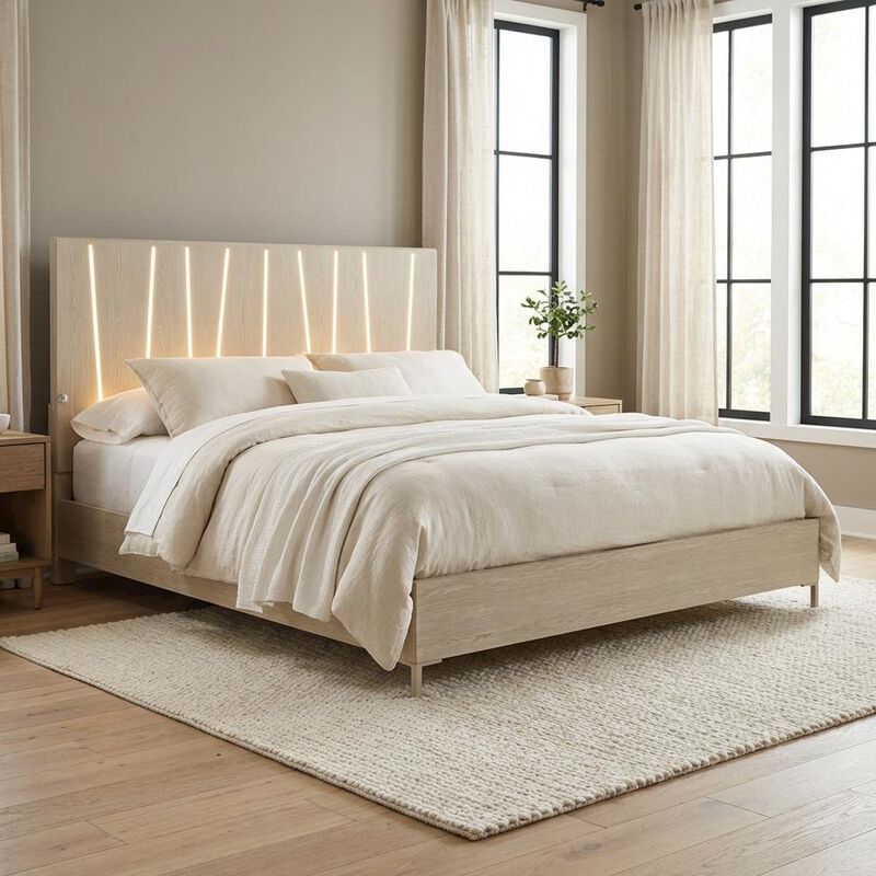 Michael Amini Lotus Bay Panel Bed with LED Lights image number 2