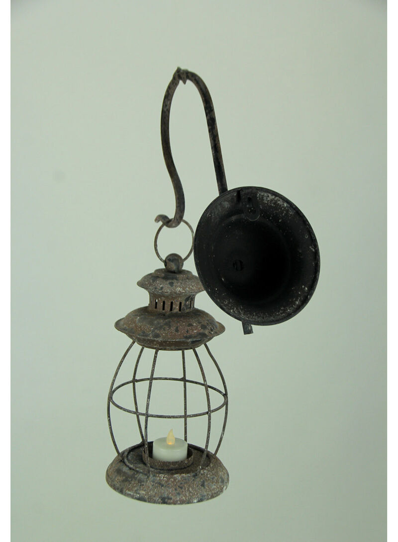 Distressed Metal Vintage Lantern Wall Mounted Candle Sconce image number 2