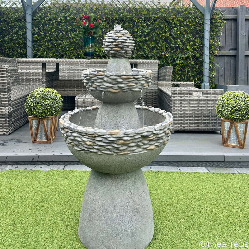 3-Tier Stone Pedestal Water Fountain, Gray image number 6
