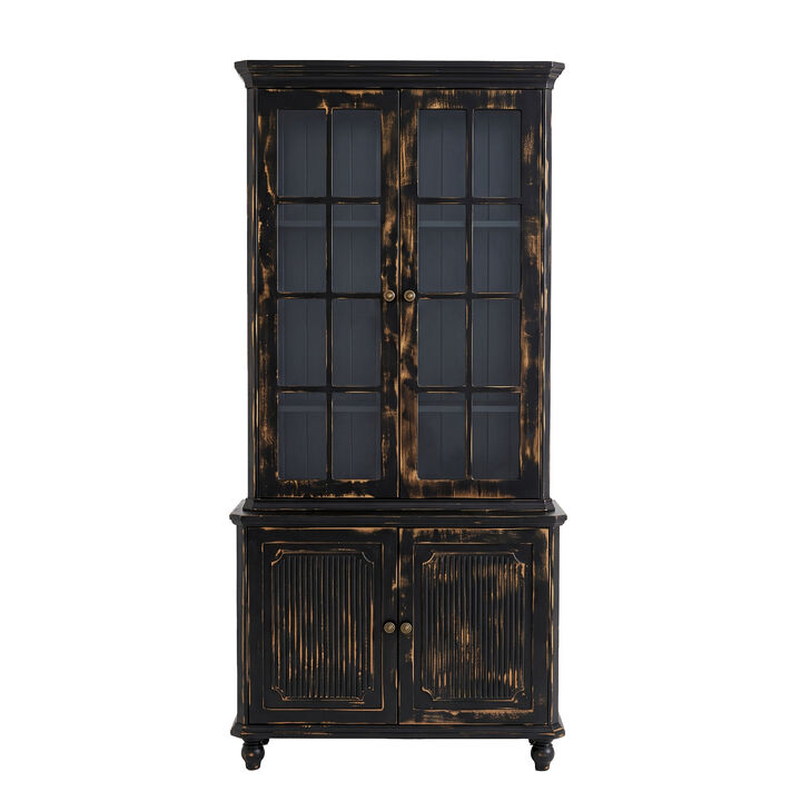 Felirn 77.5''H Vintage Storage Display Cabinet