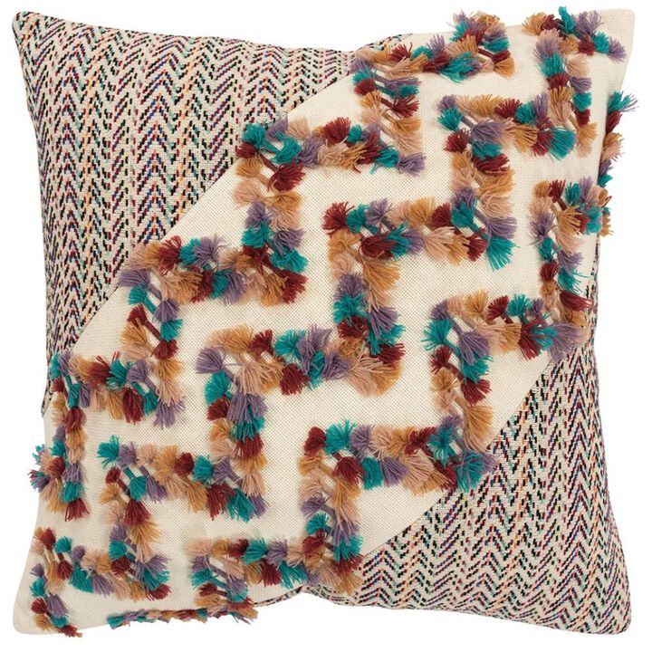 Homezia Multicolored Chevron Diagonal Panel Throw Pillow