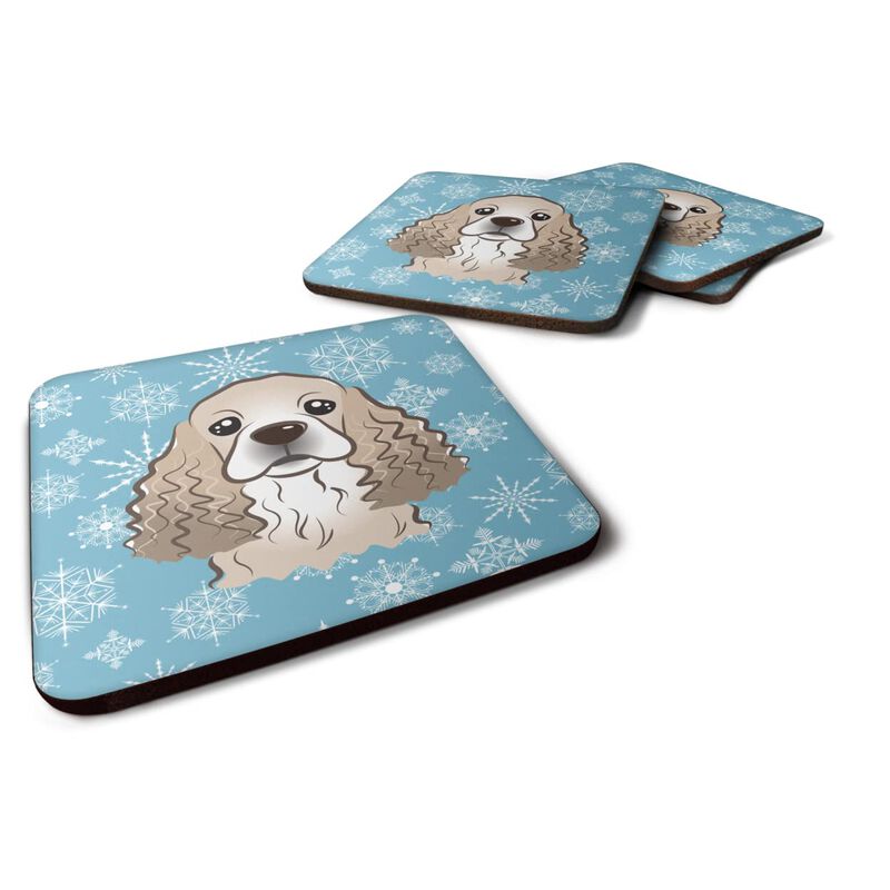 Caroline's Treasures BB1650FC Snowflake Cocker Spaniel Foam Coasters (Set of 4), 3.5, Multicolor