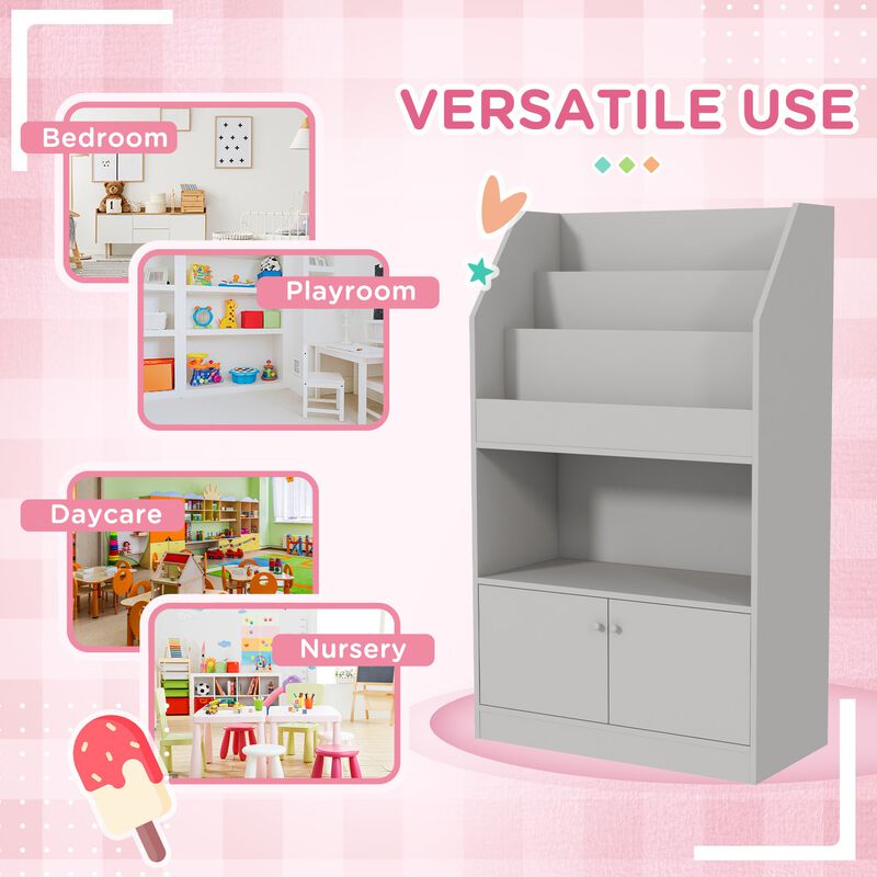 Toy Storage Cabinet, Kids Bookcase Children's Bookshelf for Kids Room, Bedroom, Playroom, Nursery, Gray
