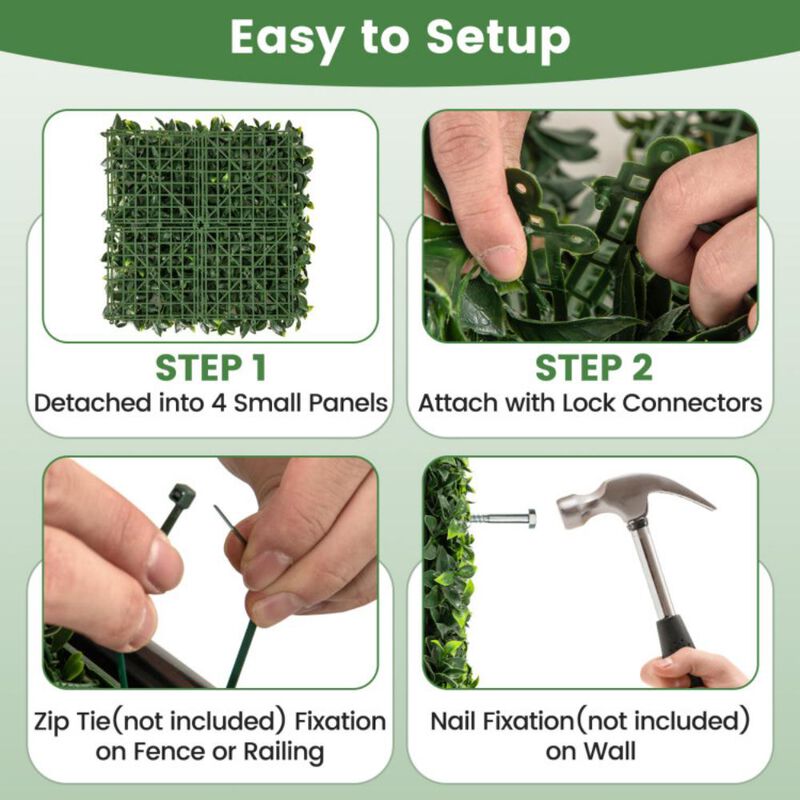 Hivvago 12 Pieces Artificial Topiary Gardenia Shrub Grass Panels