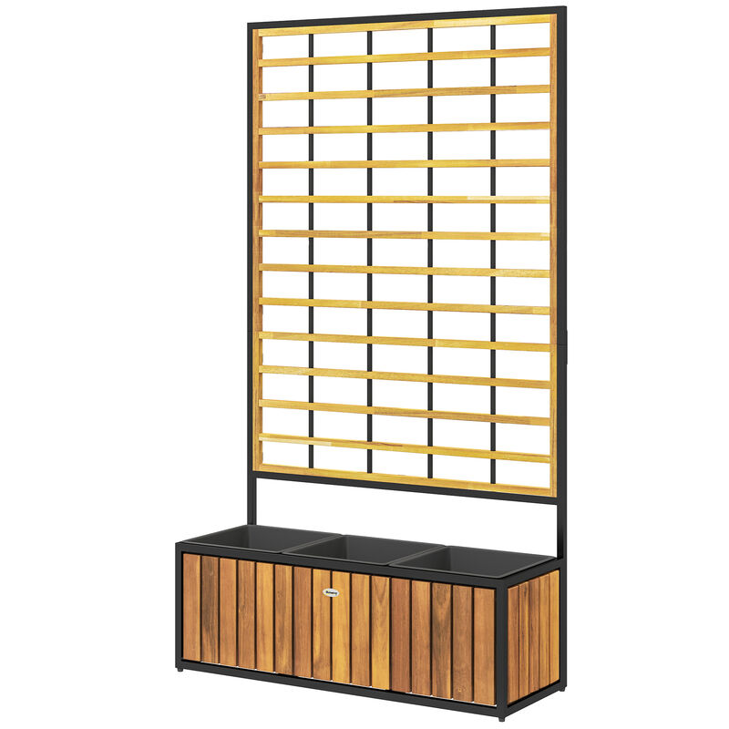 Hivvago Elevated Wooden Planter with Trellis and Pots image number 0