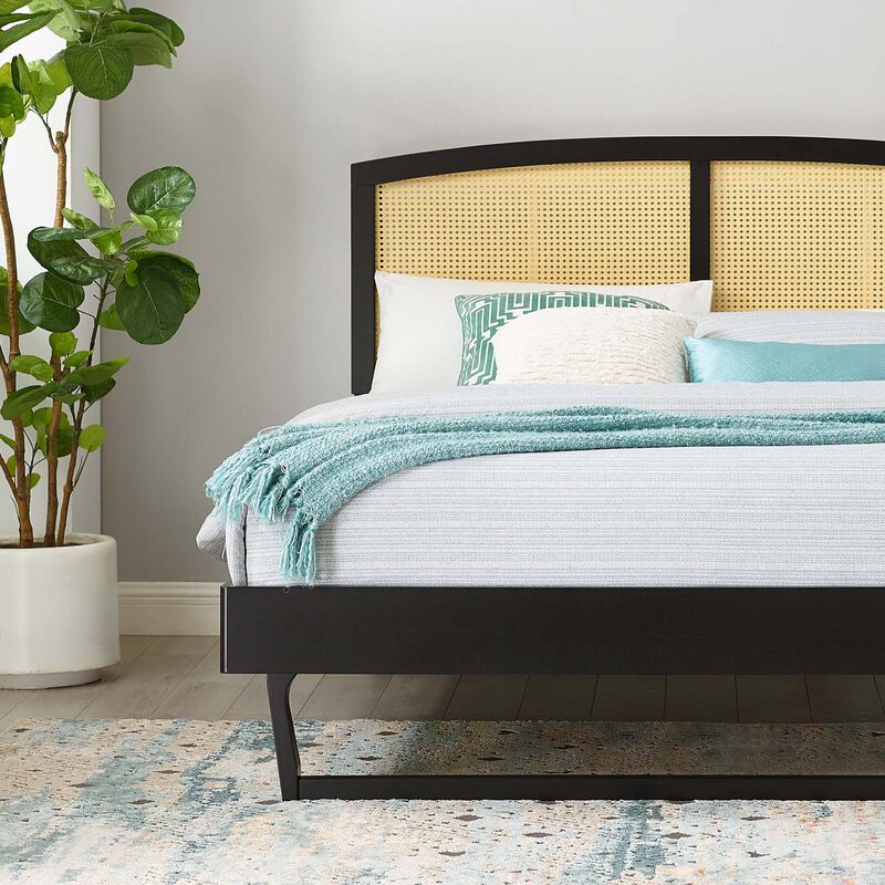Modway - Sierra Cane and Wood Full Platform Bed with Angular Legs image number 1