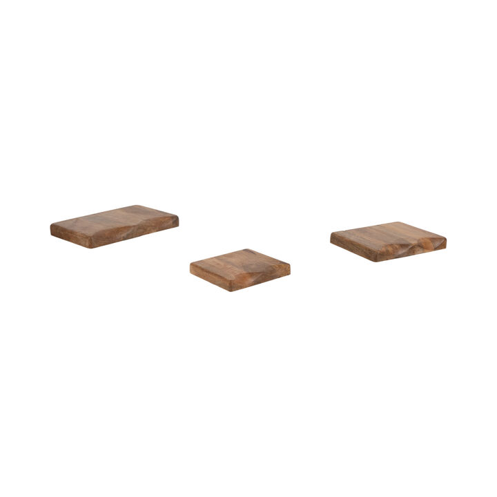 S/3 Mango Wood Shelves, Brown
