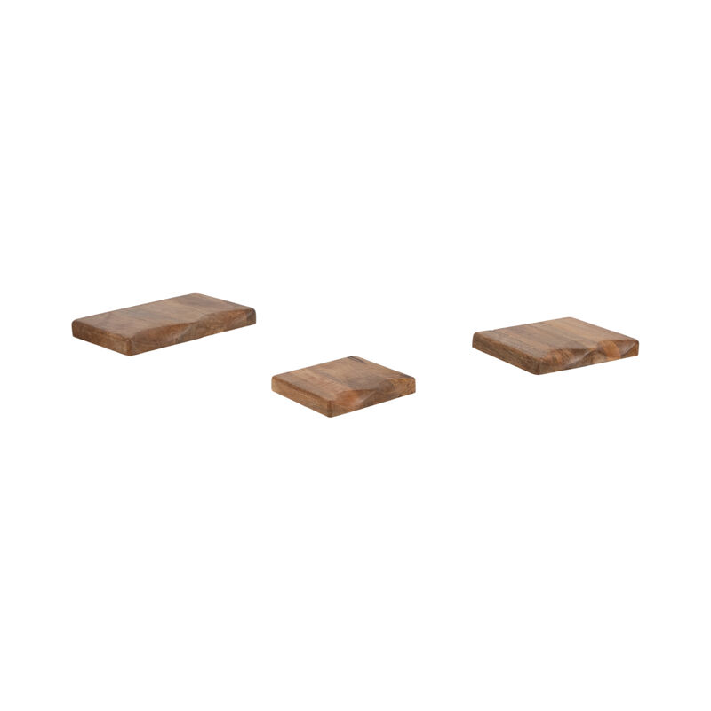S/3 Mango Wood Shelves, Brown image number 1