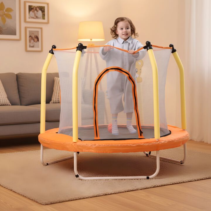 Mersco Kids Trampoline 55-Inch With Basketball Hoop & Safety Enclosure Net, Indoor & Outdoor Toddler Trampoline Active Kids Rebounder