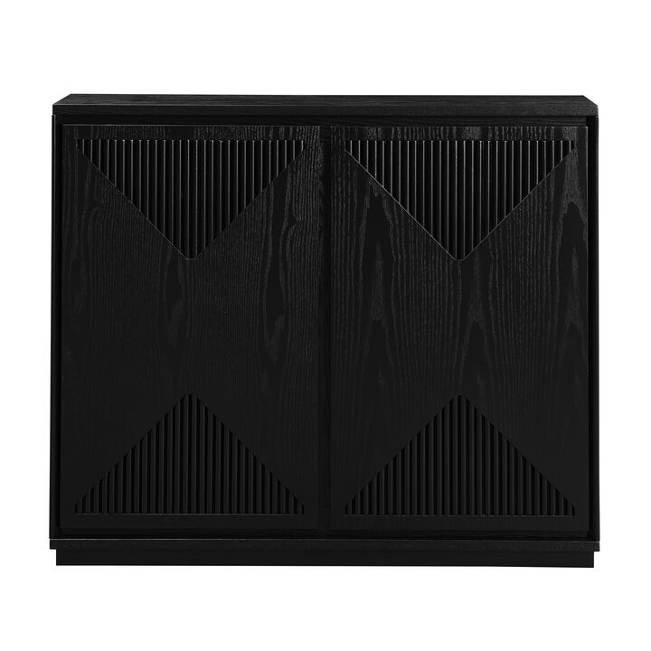 Merax Elegant V-Shape Fluted Sideboard - Multifunctional Storage Cabinet with Outlet Holes