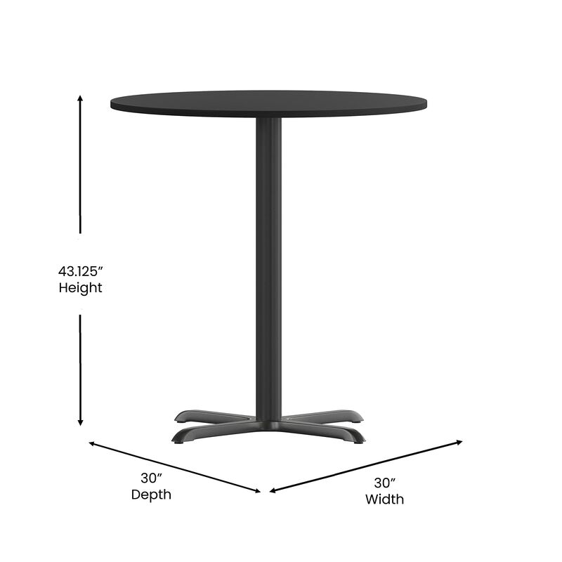 Flash Furniture 30'' Round Black Laminate Table Top with 22'' x 22'' Bar Height Table Base