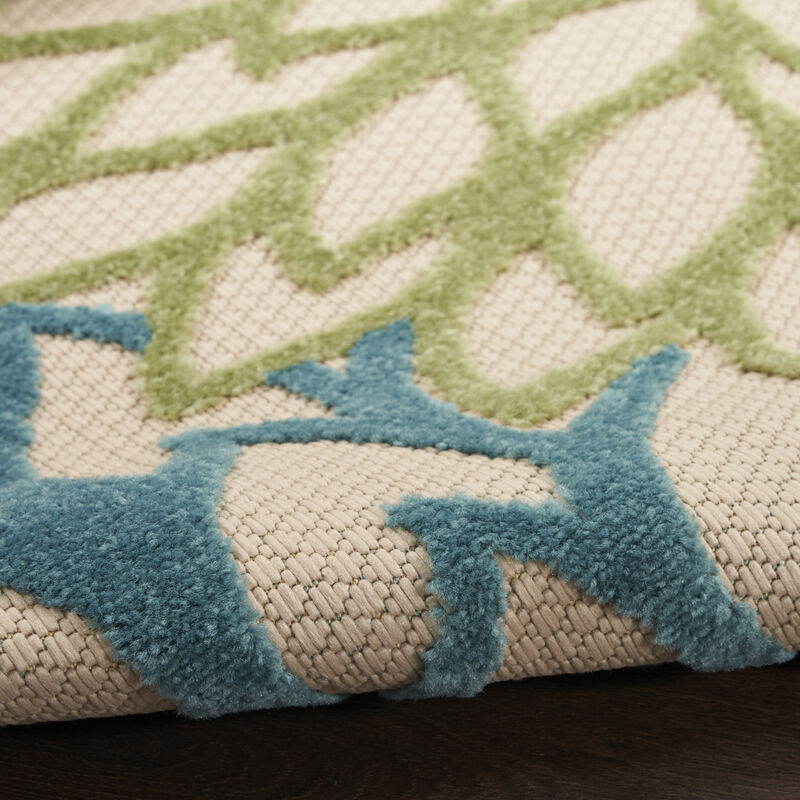 HomeRoots 12' X 15' Green Blue Yellow And Dark Green Floral Indoor Outdoor Area Rug image number 2