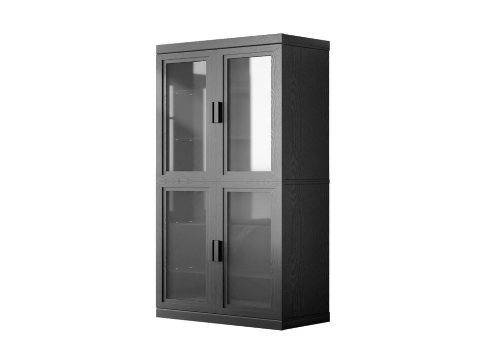 72’’ Tall 6-Tier Glass Door Decorative Storage Cabinet - Stylish Display and Organization Unit for Living Room