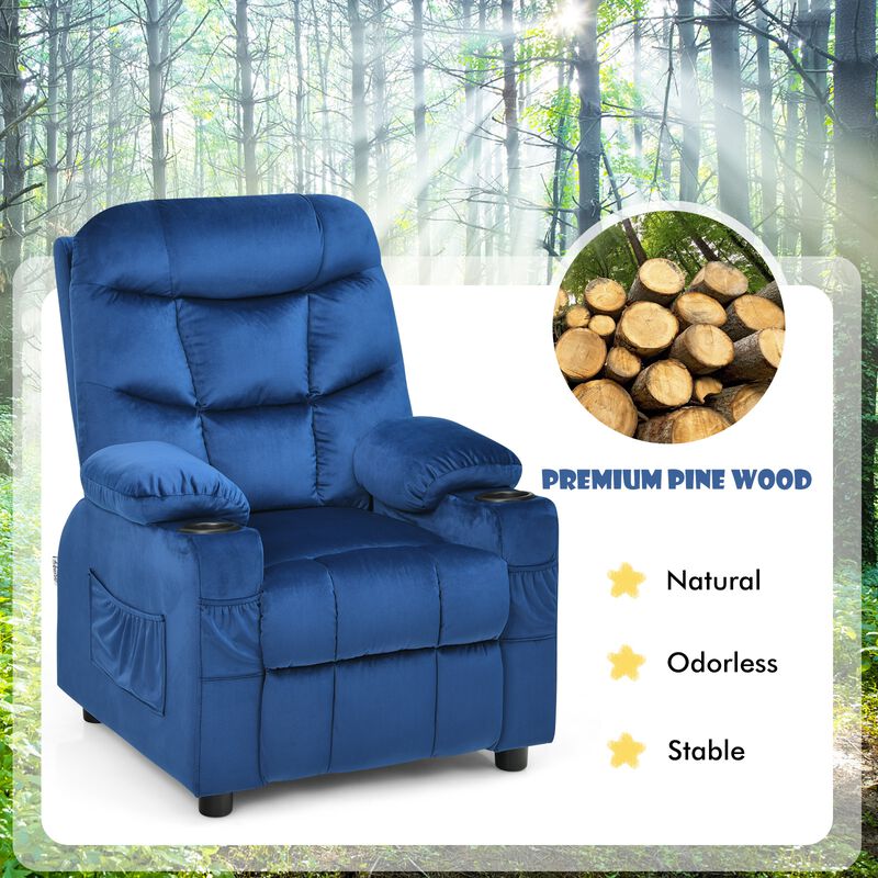 Kids Recliner Chair with Cup Holder and Footrest for Children