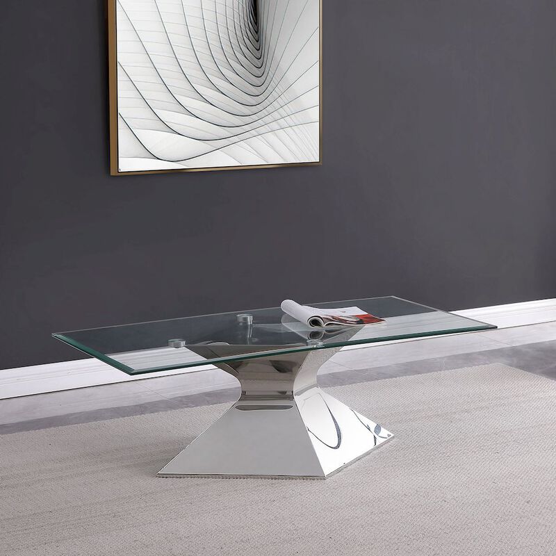 Coaster Jenny Glass Top Stainless Steel Coffee Table Chrome