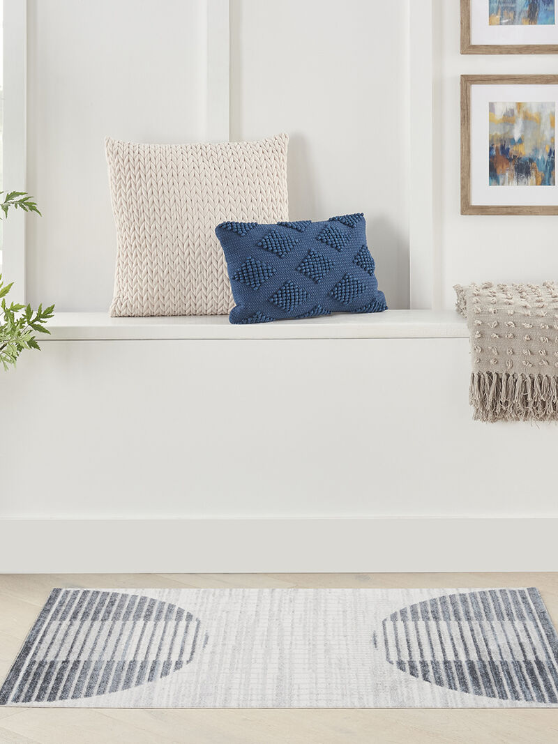 Astra Machine Washable ASW03 Ivory/Blue 3'3" x 5' Rug