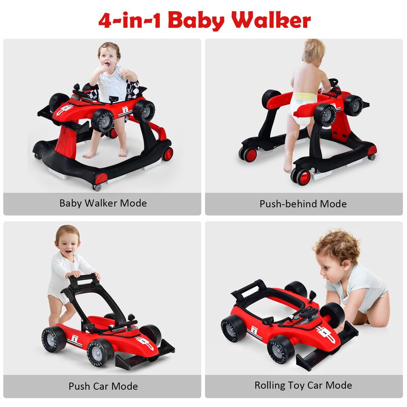 Multi-Functional 4-in-1 Foldable Baby Push Walker with Adjustable Height Settings