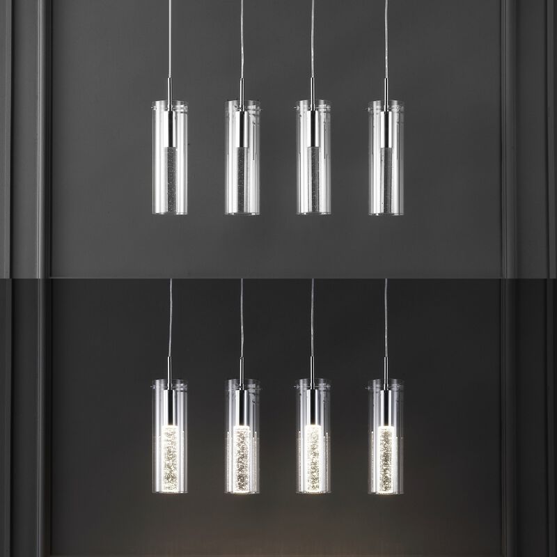 Mium 29.5" 4-Light Modern Style Iron/Crystal/Glass Integrated LED Linear Pendant