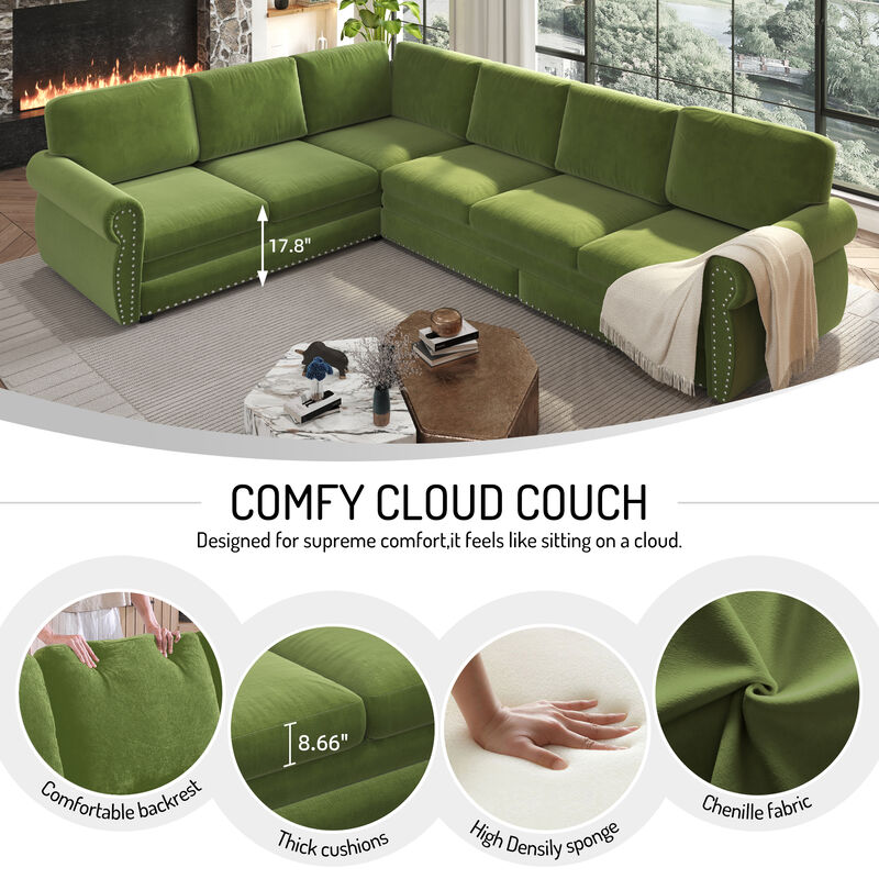 Zidkop 118" L-Shaped Sectional Sleeper Sofa image number 6