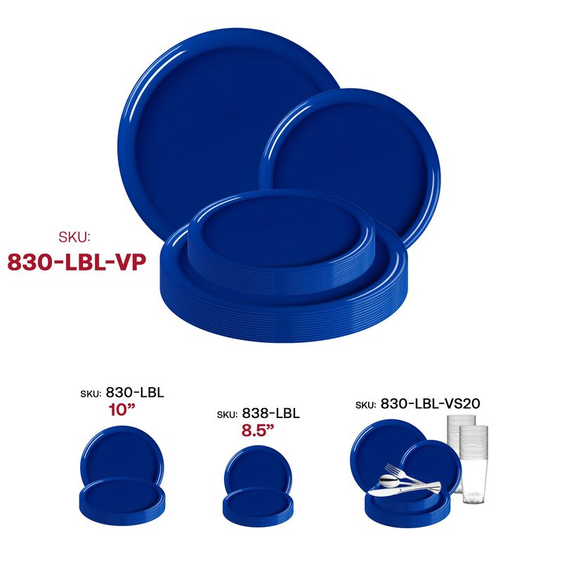 Light Blue Flat Round Plastic Dinnerware Value Set (40 Sets) image number 6