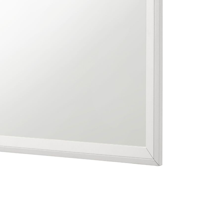 Noro Dresser Mirror with Slim Trim, Open Mitered Corners, White Wood - Benzara