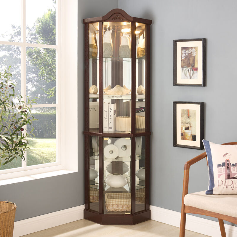 Classic Corner Glass Curio Cabinet image number 1