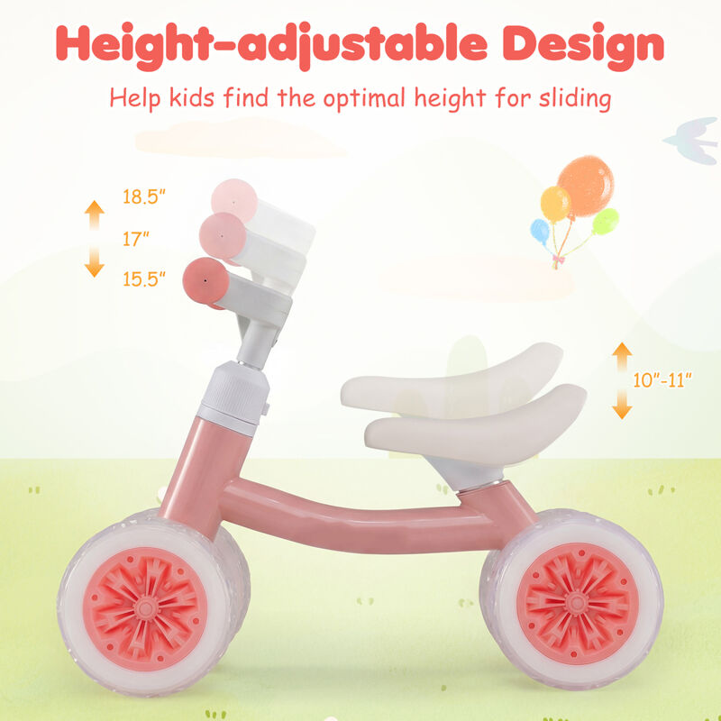 Baby Ride On Balance Bike with Adjustable Handlebar Seat and Light Up Wheels for Home image number 5
