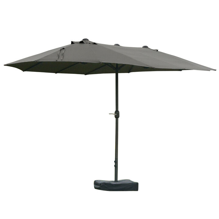 15' Outdoor Double Sided Market Patio Umbrella  Steel Rectangular
