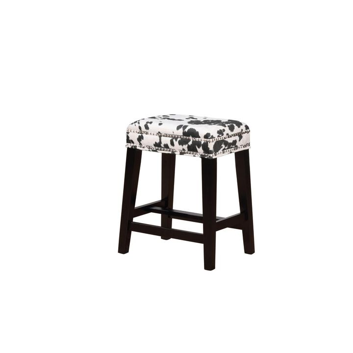 Linon Walt Black Cow Print Counter Stool