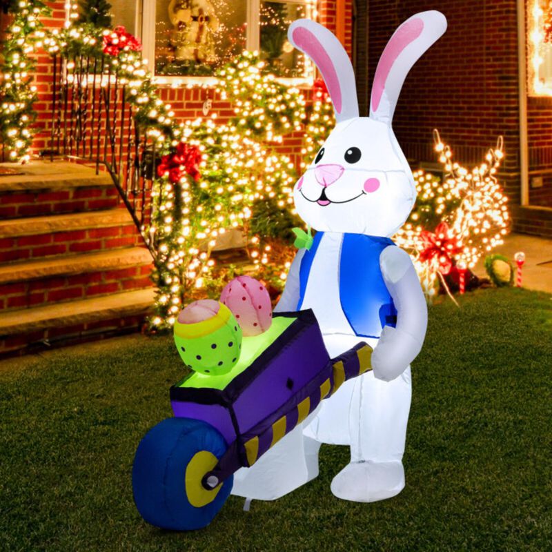 Inflatable Easter Rabbit Decoration with Pushing Cart image number 2