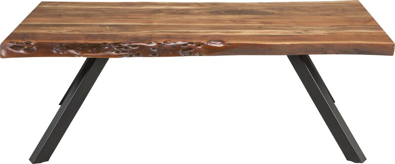 Reese Live Edge Solid Wood Metal Leg Coffee Table in Natural Acacia