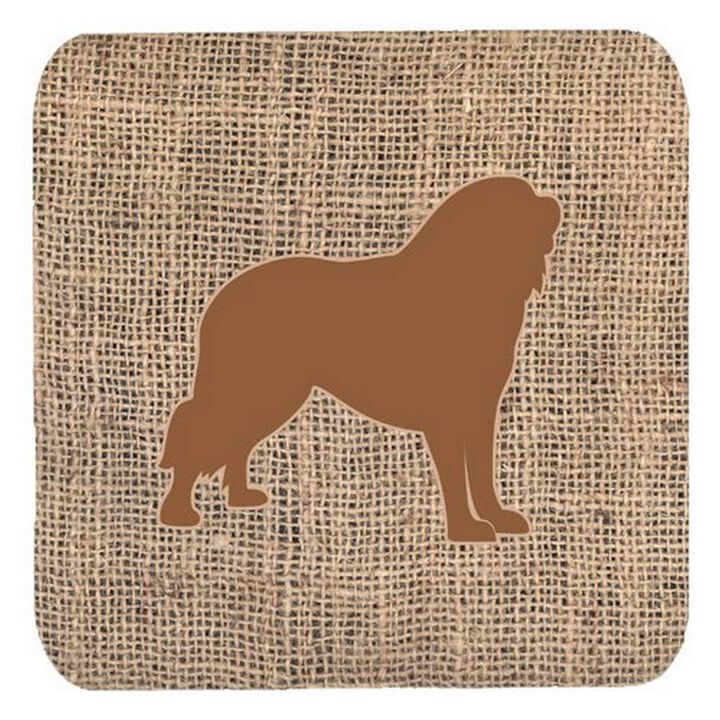 Caroline's Treasures BB1077-BL-BN-FC Tibetial Mastiff Burlap and Brown Foam Coasters (Set of 4), 3.5 H x 3.5 W, Multicolor