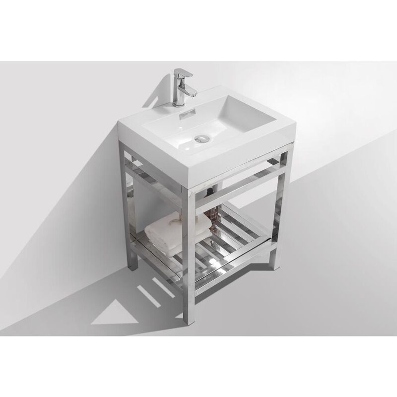 Kubebath Cisco 24 Stainless Steel Console with Acrylic Sink-Chrome