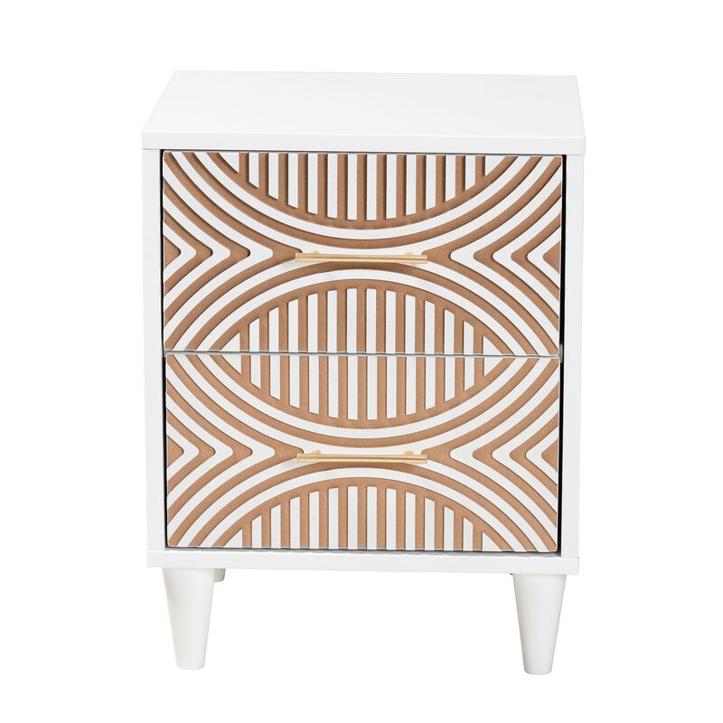 Baxton Studio Louetta Carved Contrasting Nightstand
