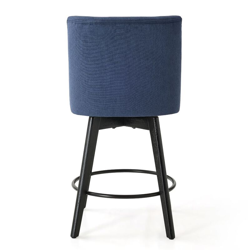 Counter Height Bar Stools, 26" Swivel Barstools with Backs, Linen Bar Chairs for Dining Room, Blue image number 9