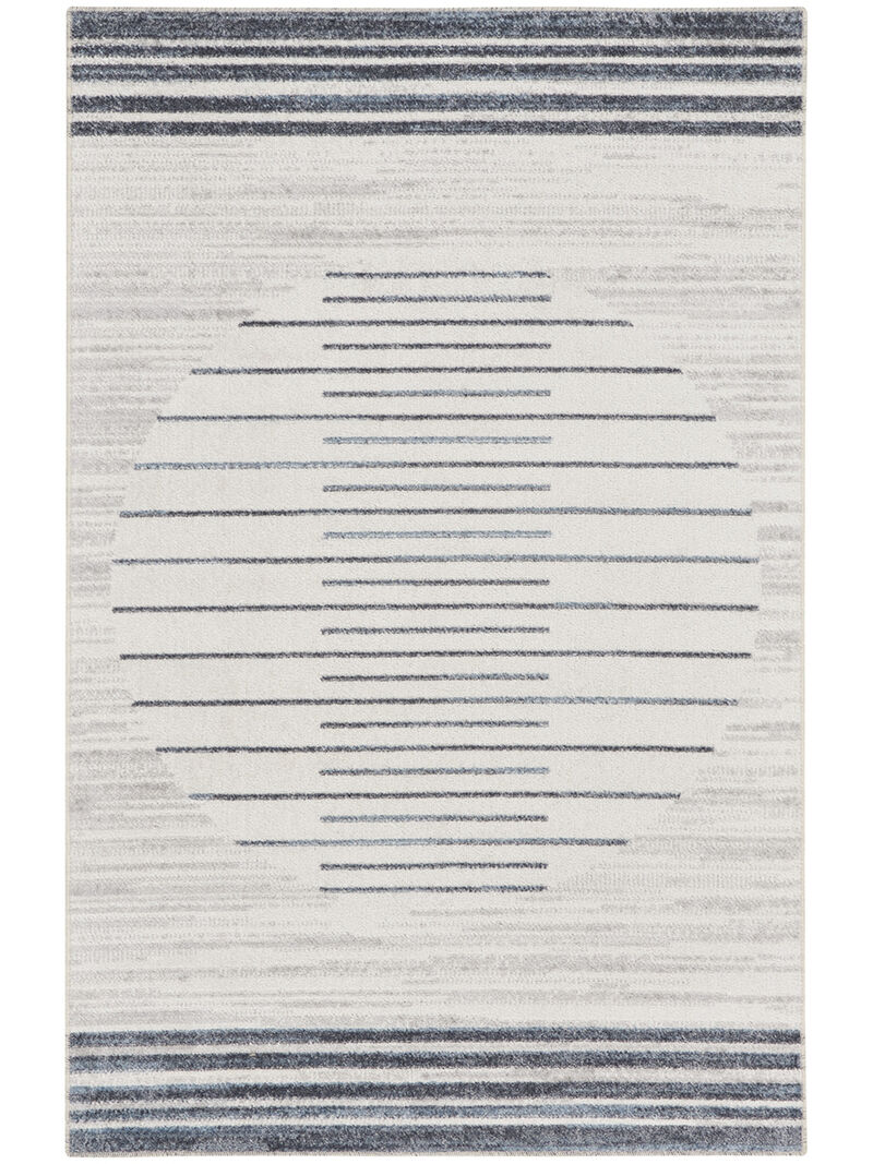 Astra Machine Washable ASW04 Ivory/Blue 3'3" x 5' Rug