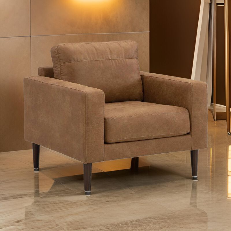 Tely 36 Inch Accent Chair, Transitional, Soft Caramel Brown Faux Leather image number 5