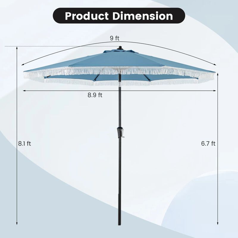 Mondawe 9 FT Patio Umbrella with Sun-Protective Canopy for Patio Garden Pool
