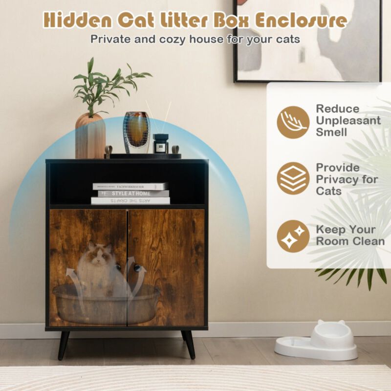 Industrial Cat Litter Box Enclosure with Entry and Open Compartment