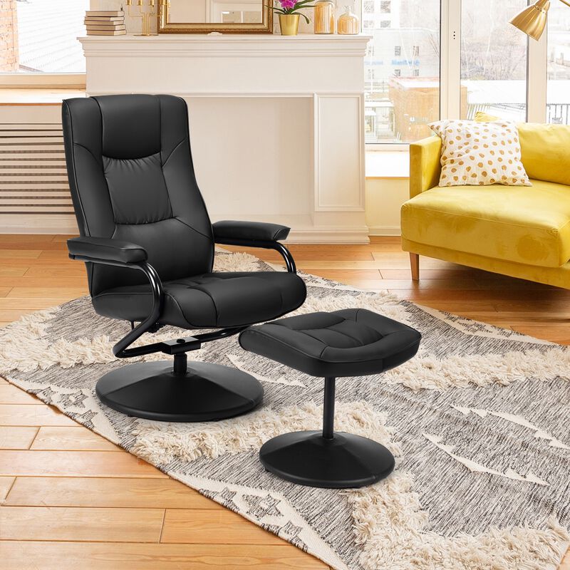360&deg; PVC Leather Swivel Recliner Chair with Ottoman image number 1
