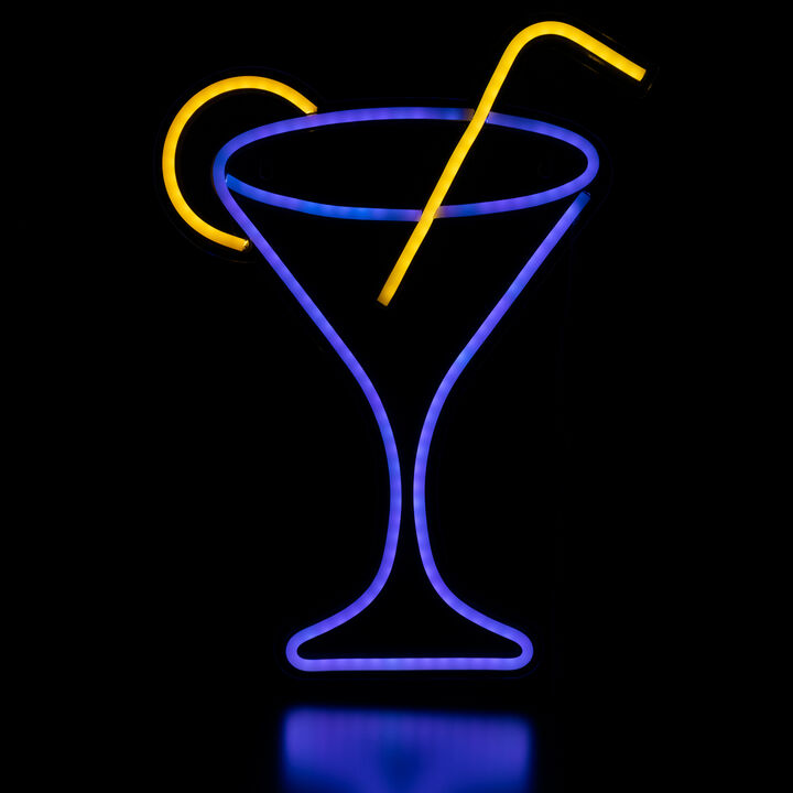 17" LED Neon Style Martini Cocktail Wall Sign
