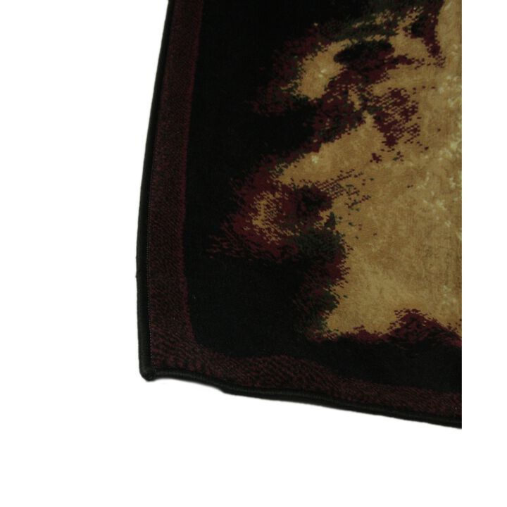 Black Flaming Evil Skull 5 X 7 Inch Area Rug With Red Border